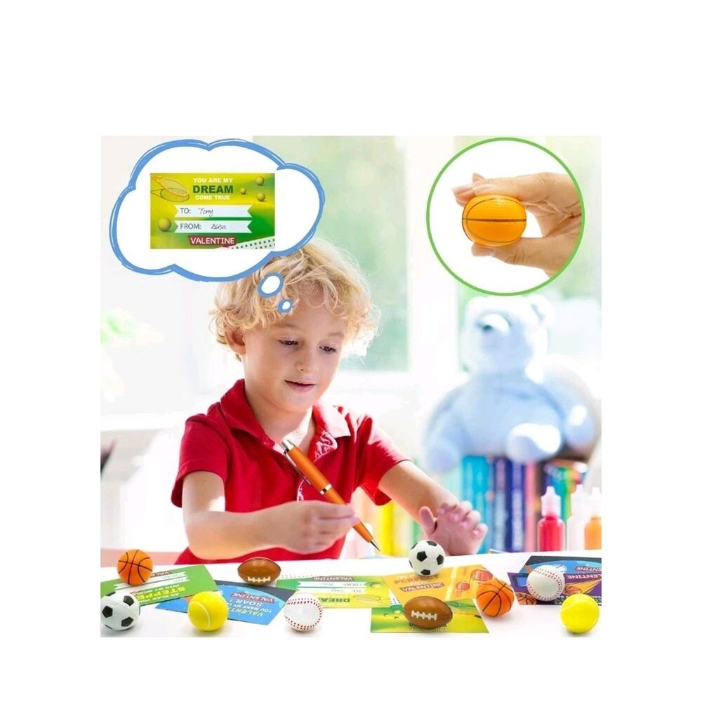 30 Pack Sports Valentines Cards Gifts for Kids School Classroom Squeeze Foam... - Picture 5 of 10